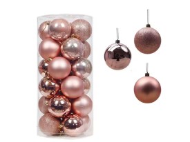 Pack 24 esferas Navidad medianas 3-5cm ROSA 